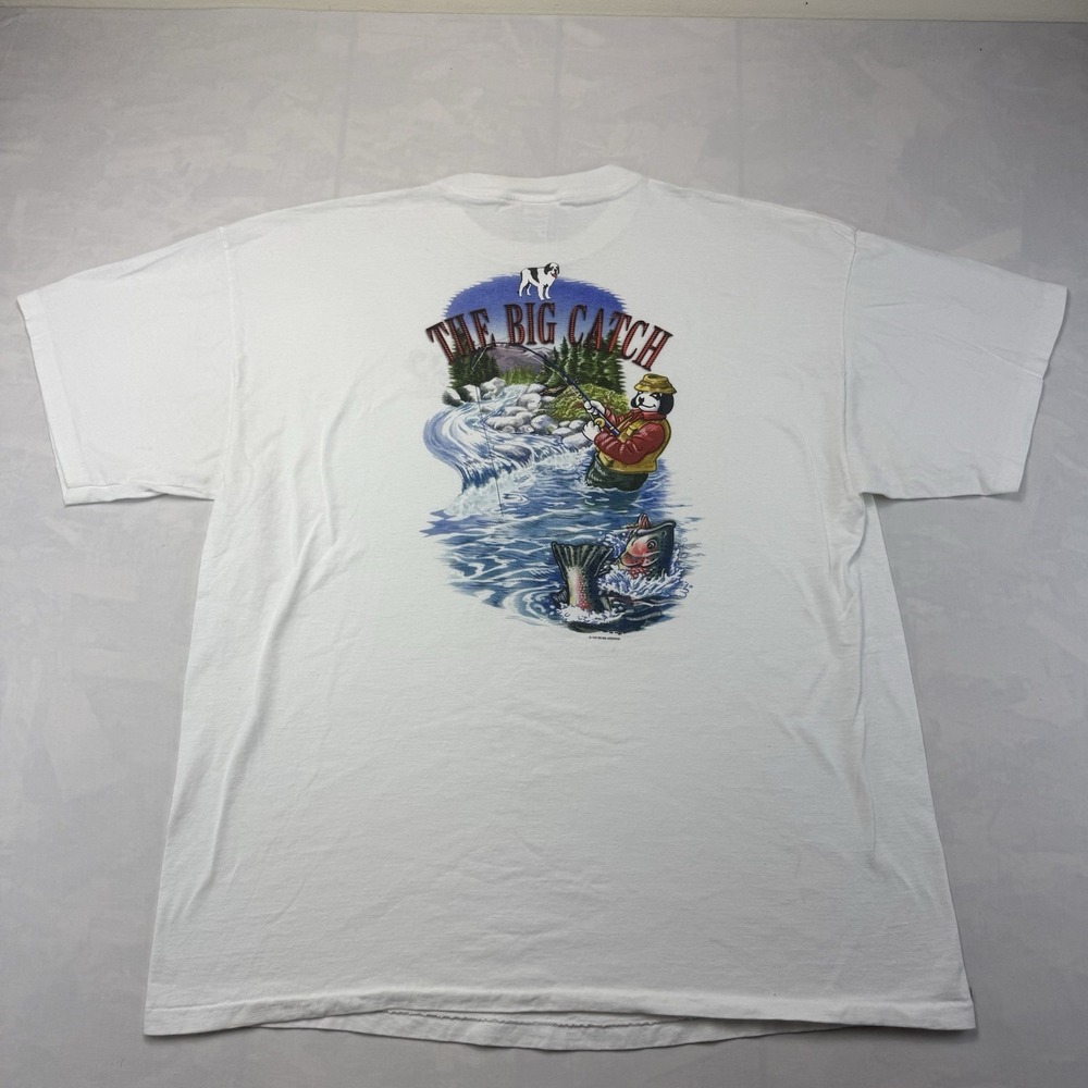Vintage Big Dogs Big Catch T Shirt 3X USA Single Stitch Fishing Graphic